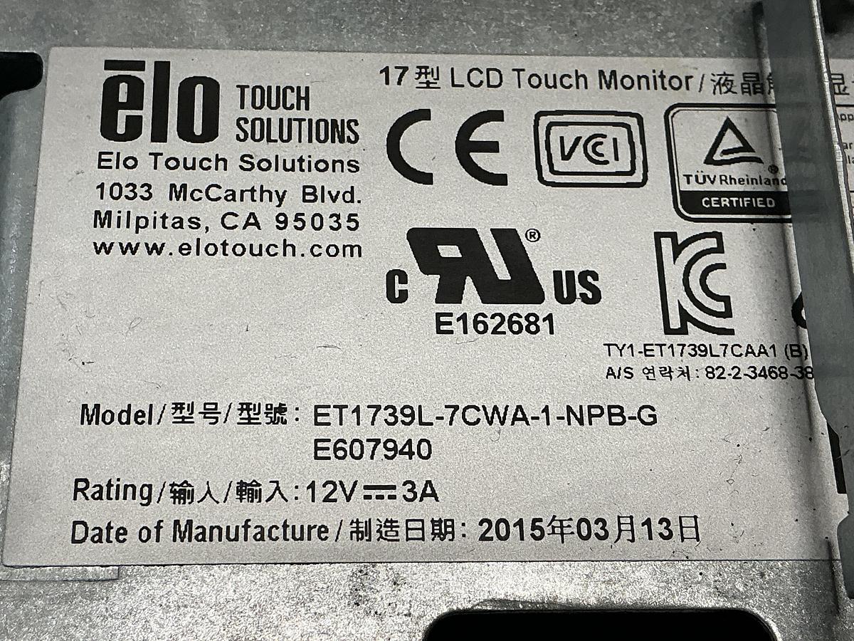 Used ELO TOUCH SOLUTIONS ET1739L-7CWA-1-NPB-G