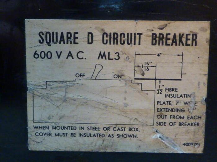 Used SQUARE D 125 Amp Circuit Breaker 997317 #29480