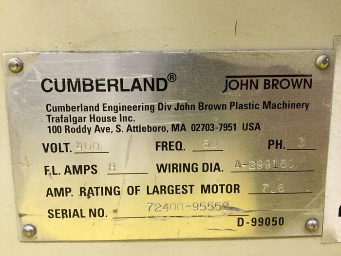 Used CUMBERLAND 5 HP Grinder / Granulator 8X12 Used