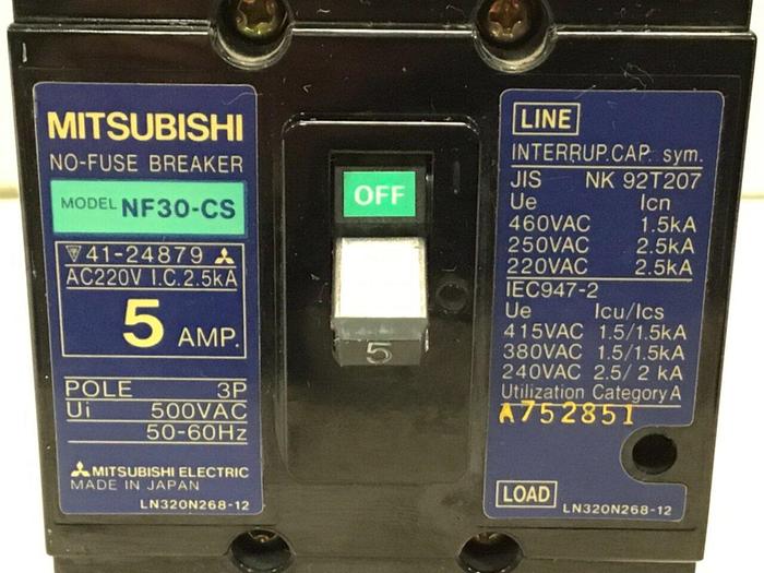 Used MITSUBISHI 5 Amp Circuit Breaker NF30-CS-5 #124186