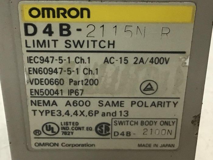 Used OMRON Limit Switch D4B-2115N-R #121512