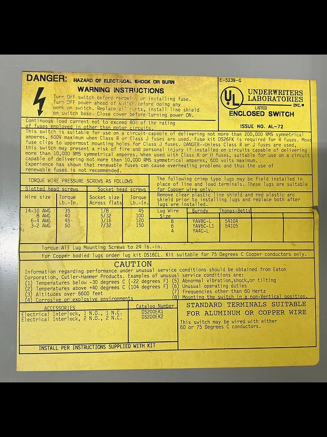 Used CUTLER HAMMER DH362FGK