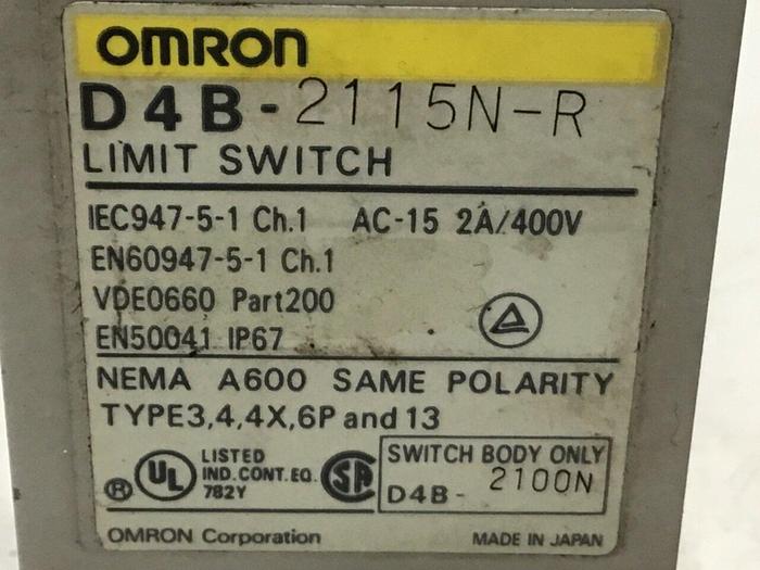 Used OMRON Limit Switch D4B-2115N-R #121501