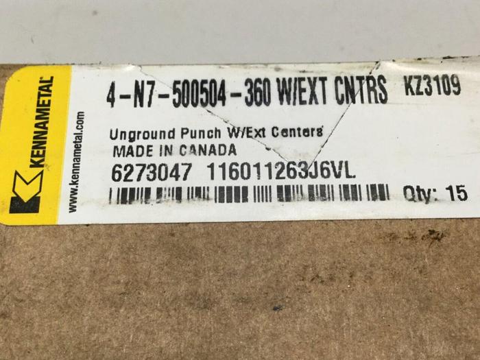 Used KENNAMETAL Unground Punch 4-N7-500504-360 #109721
