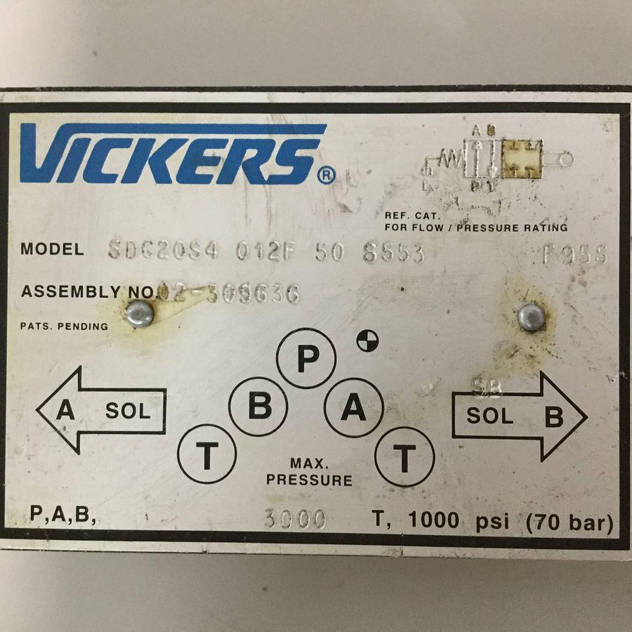 Used VICKERS Valve SDG20S4 012F 50 S553 USED