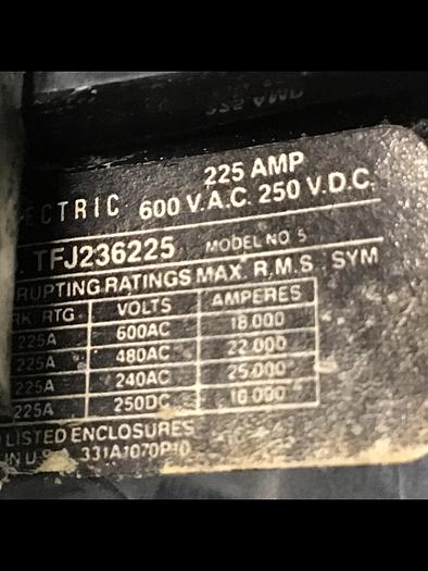 Used GENERAL ELECTRIC (G.E.) TFJ236225 225 Amp Circuit Breaker Used #145419