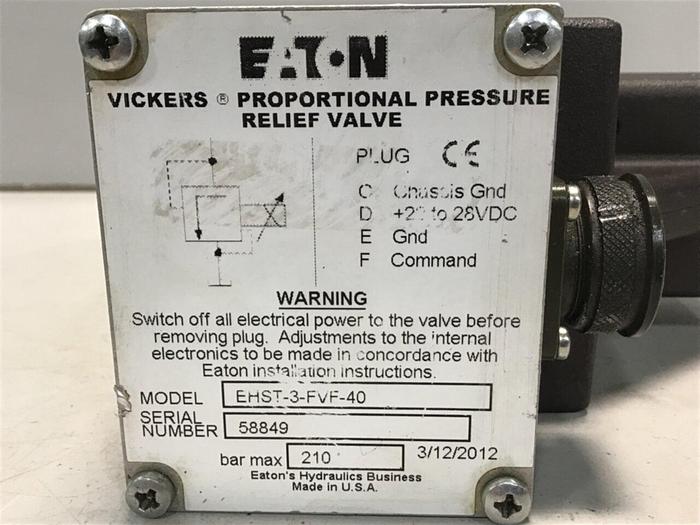 Used EATON-VICKERS Pressure Control Valve EHST-3-FVF-40 USED