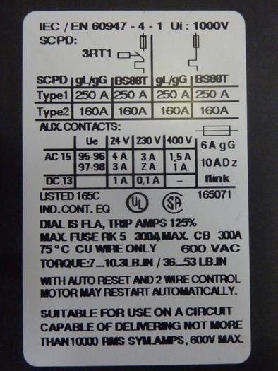 Used SIEMENS Overload Relay 3RU1 146-4KB0 #66594