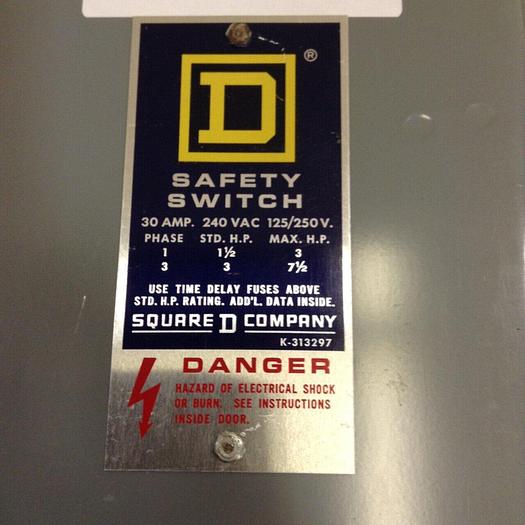 Used SQUARE D 30 Amp Safety Switch H-221-N #74633