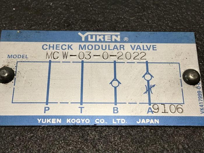 Used YUKEN Check Modular Valve MCW-03-0-2022 #138054