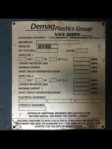 Used VAN DORN DEMAG 650 Ton Injection Mold Machine 650HT2800 USED