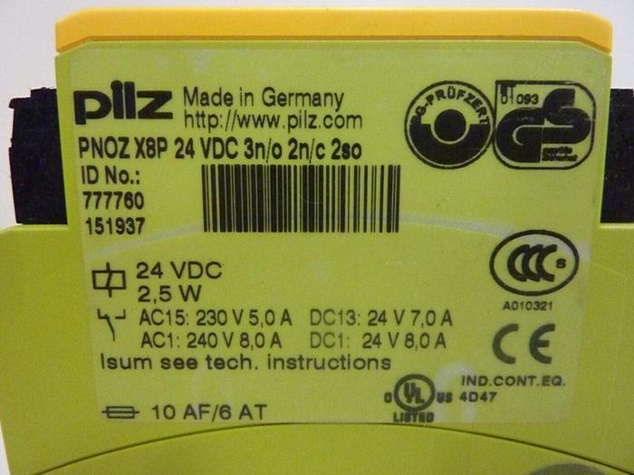 Used PILZ Safety Relay PNOZX8P24VDC3N/O2N/C2SO #46500