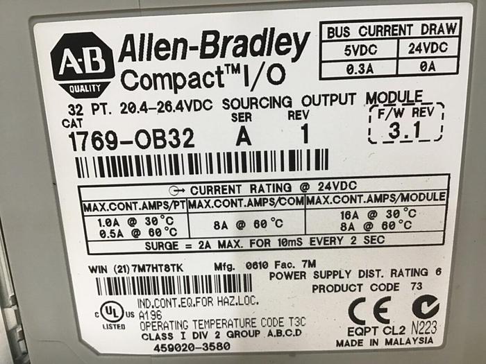 Used ALLEN BRADLEY Processor Module 1769-L32E SER A Used