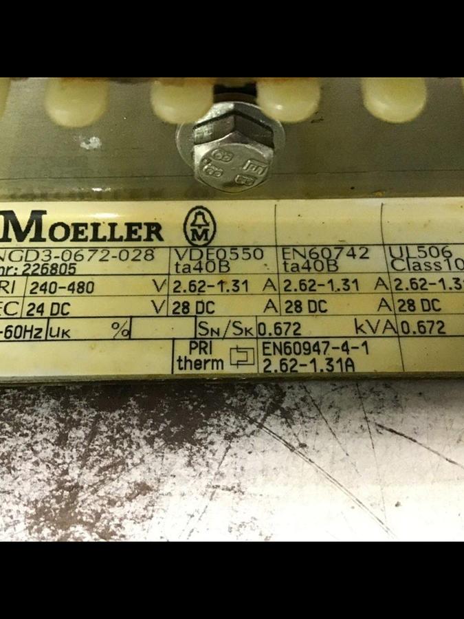 Used MOELLER Transformer 0.672 KVA NGD3-0672-028 USED