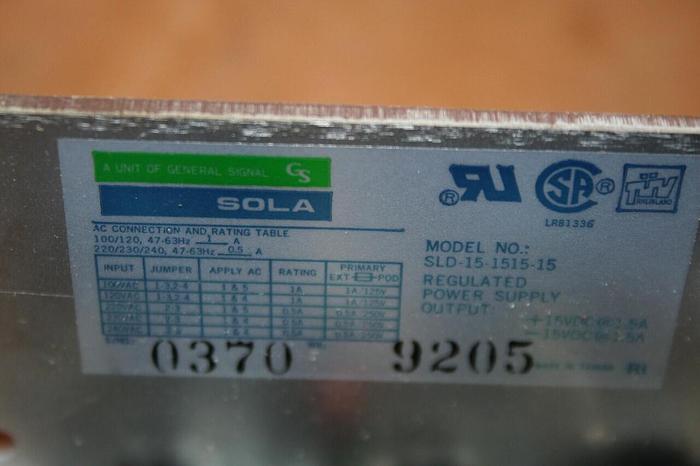 Used SOLA ELECTRIC Power Supply SLD-15-1515-15 Used