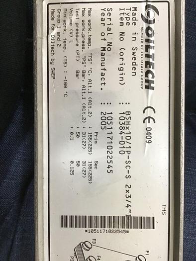 Used OILTECH Heat Exchanger B5HX10/1P-SC-S #127301