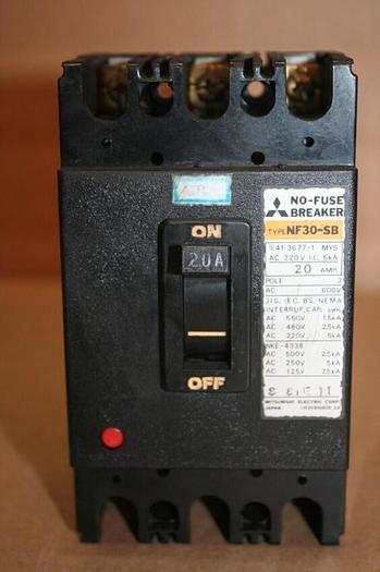Used MITSUBISHI 20 Amp Circuit Breaker NF30-SB-20 #20744