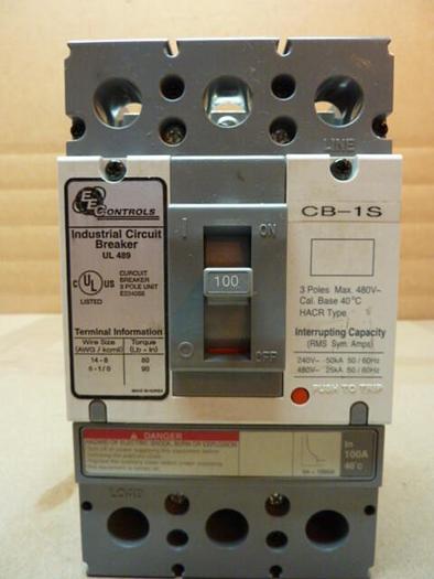 Used EE CONTROLS 100 Amp Circuit Breaker CBS-1S-100-ADJ #30135