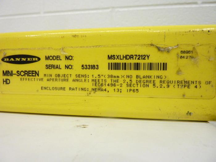 Used BANNER ENGINEERING Long Range Light Curtain MSXLHDR7212Y Used