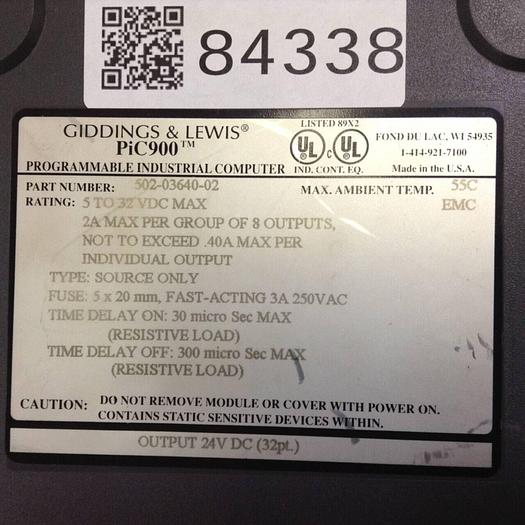 Used GIDDINGS & LEWIS Output 24 VDC (32 pt.) 502-03640-02 #84338