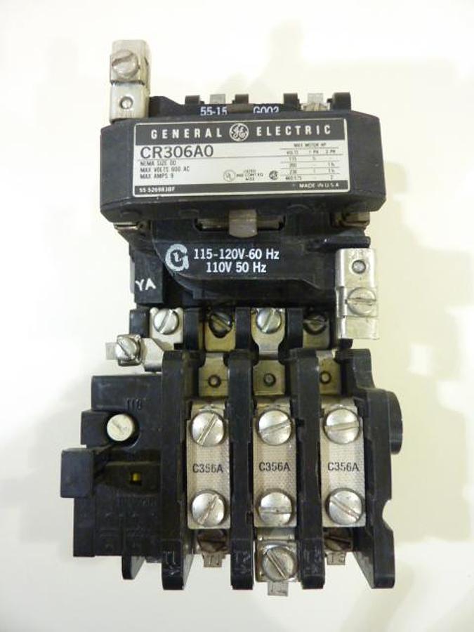 Used GENERAL ELECTRIC (G.E.) Motor Starter Size 00 CR306A0 USED
