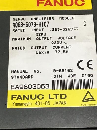 Used FANUC Servo Amplifier Drive A06B-6079-H107 Used