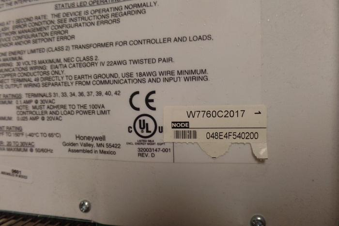 Used HONEYWELL Plant Controller W7760C2017 #71140