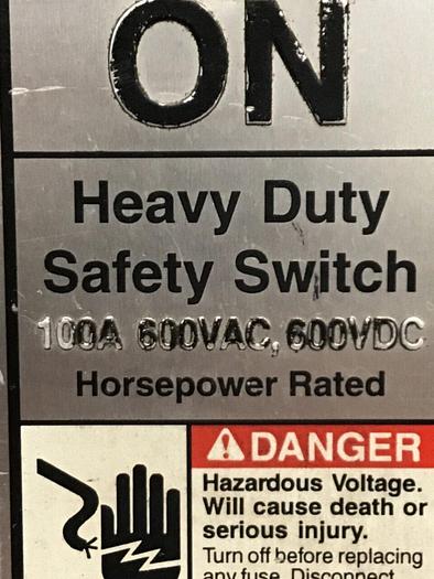Used SIEMENS 100 Amp Safety Disconnect Switch HF363 #120532