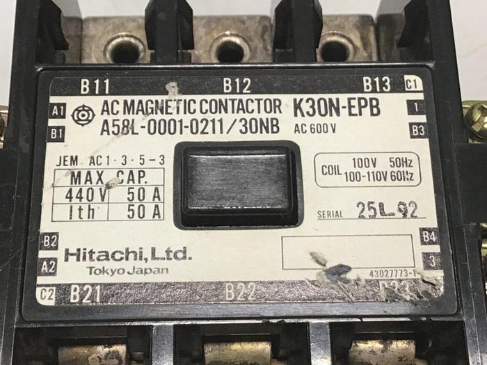 Used HITACHI AC Magnetic Contactor K30N-EPB #124260