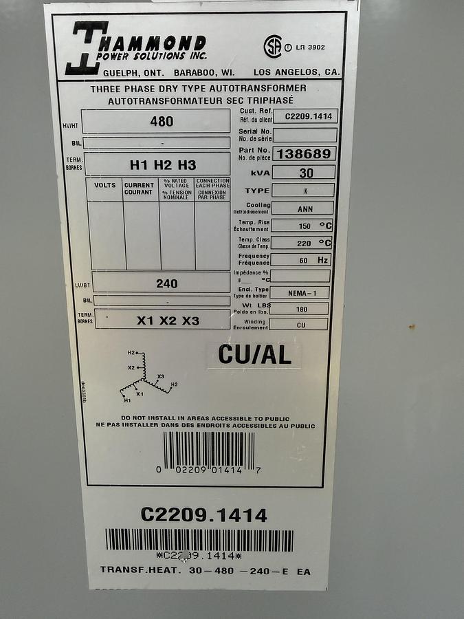 Used HAMMOND C2209.1414