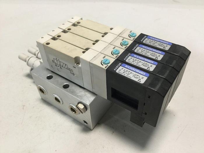 Used KOGANEI Manifold w/ Valves F10M4AJ #104808