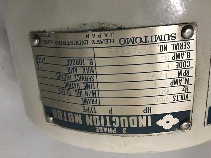 Used SUMITOMO 1 HP Induction Motor SUM 1HP #134726