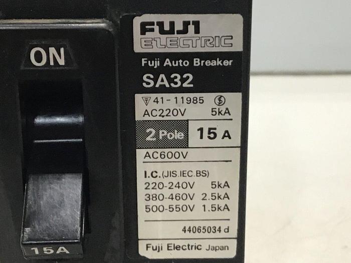 Used FUJI ELECTRIC 15 Amp Circuit Breaker SA32-15 #119815