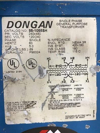 Used DONGAN 5.0 kVA Transformer 85-1055SH #132611