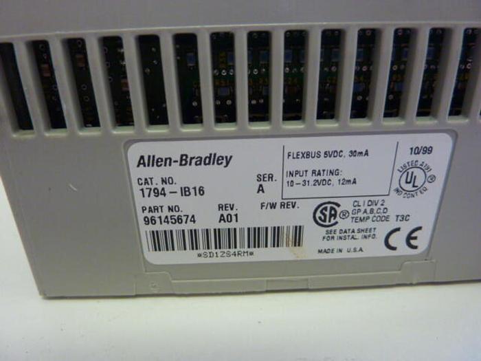 Used ALLEN BRADLEY Input Module 1794-IB16 SER A #33249