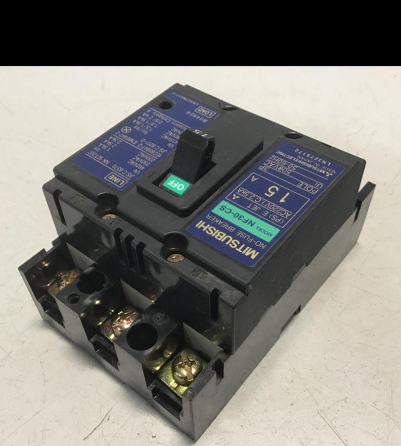 MITSUBISHI 15 Amp Circuit Breaker NF30-CS-15 USED