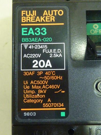 Used FUJI ELECTRIC 20 Amp Breaker EA33-20 #64694
