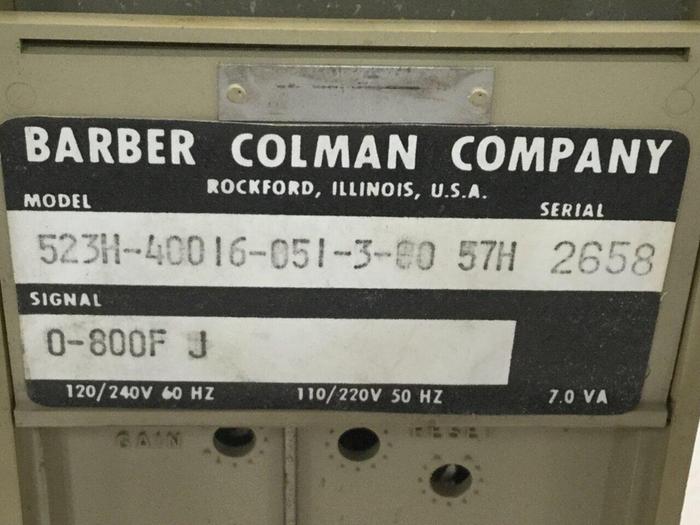 Used BARBER COLMAN Temperature Controller 523H-40016-051-3-00 57H #109148