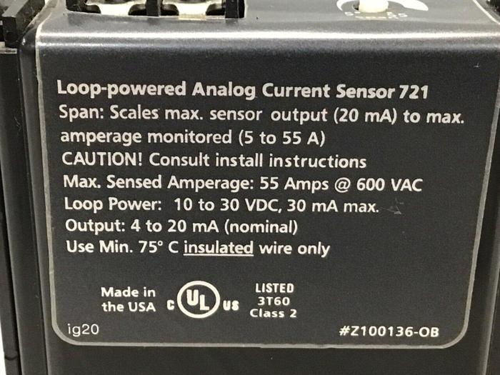 Used HAWKEYE INST INC Analog Current Sensor Z100136-OB Used
