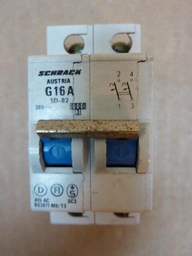 Used SCHRACK 16 Amp Circuit Breaker SD-82G 16A #27892