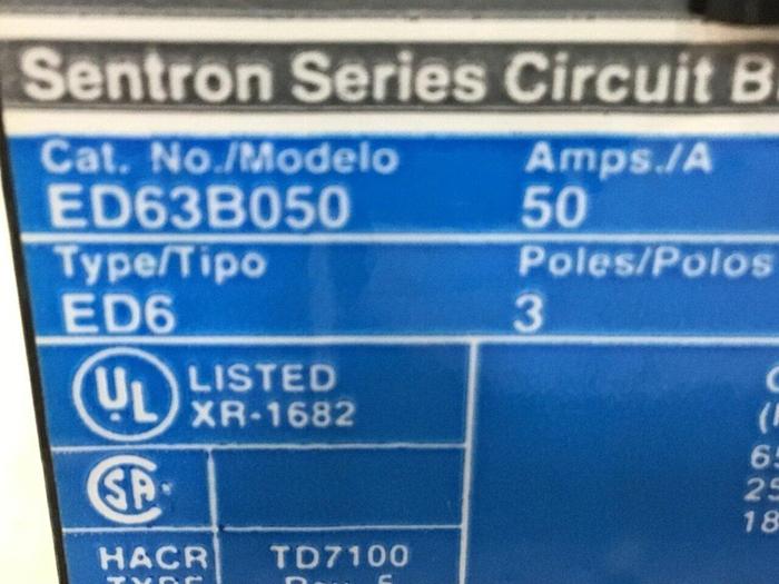 Used SIEMENS 50 Amp Circuit Breaker ED63B050 Used