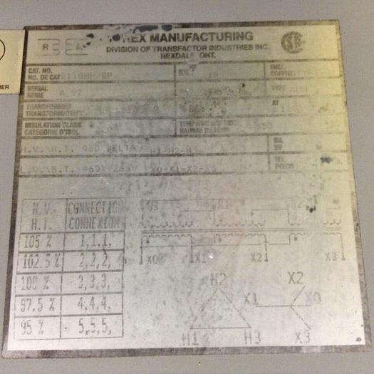 Used REX MANUFACTURING 118 kVA Transformer B118HP/8P Used