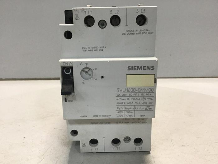 Used SIEMENS Motor Starter 3VU1600-0MM00 #129545