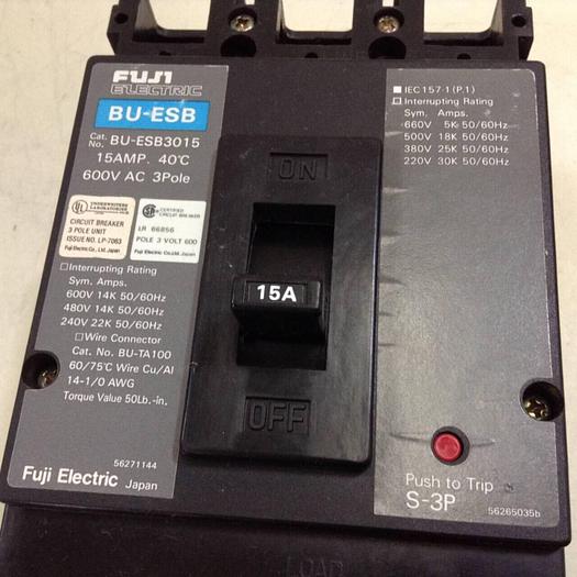 Used FUJI ELECTRIC 15 Amp Circuit Breaker BU-ESB3015 #84878