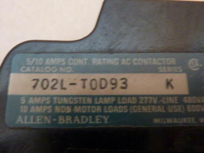 Used ALLEN BRADLEY Contact Kit 702L-TOD93 SER K #33525