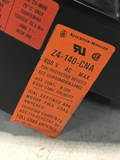 Used KLOCKNER MOELLER Contactor Z4-140-CNA #127479