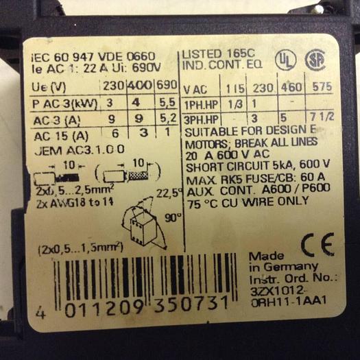 Used SIEMENS Contactor 3RT1 016-2AK61 #86703