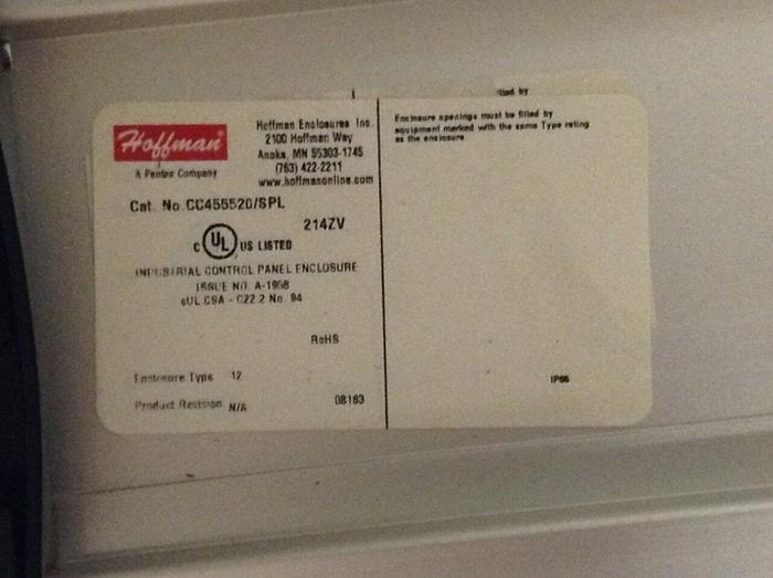 HOFFMAN Industrial Control Panel Enclosure CC455520/SPL #89436