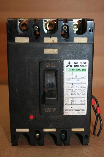 Used MITSUBISHI 75 Amp Circuit Breaker NF225-CB-75 #20752