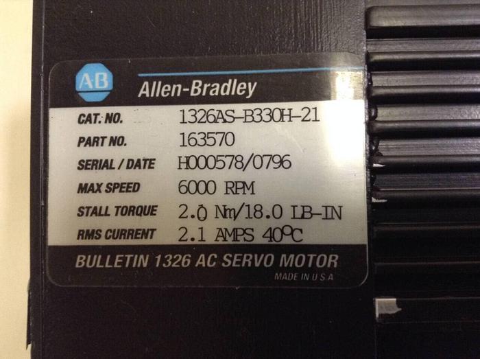 Used ALLEN BRADLEY AC Servo Motor 1326AS-B330H-21 Used